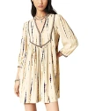 Ba&sh Printed Quarter-sleeve Mini Dress In Cream Viscose In Vanilla