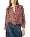 Ba&sh Ba & Sh Kelani Lace Trim Blouse In Burgundy