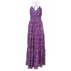 Ba&sh Ba & Sh Kemi Open-back Printed Maxi Dress In Purple Cotton In Purple