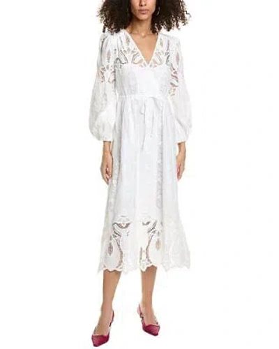 Pre-owned Ba&sh Linen-blend Midi Dress Women's In White