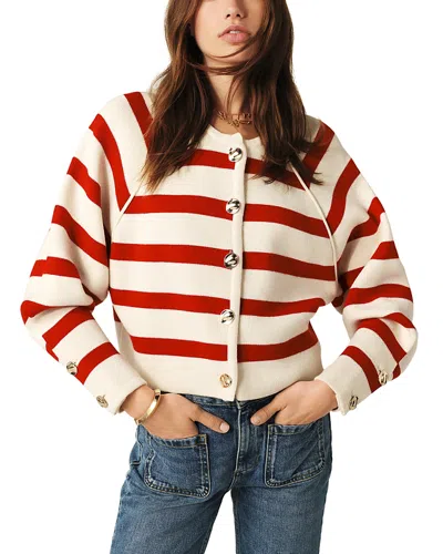 Ba&sh Ba & Sh Massimo Round Neck Cardigan Sweater In Red