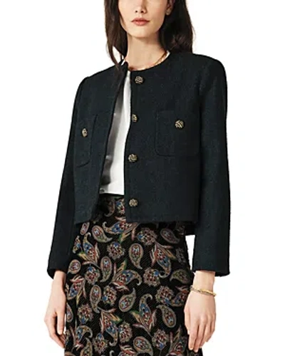 Ba&sh Meredith Cropped Boxy Jacket In Navy