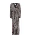 Ba&sh Ba & Sh Metallic Floral Print Maxi Dress In Silver Polyester In Silver