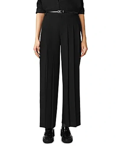 Ba&sh Ba & Sh Miley Cropped Pleated Wide Leg Pants In Black