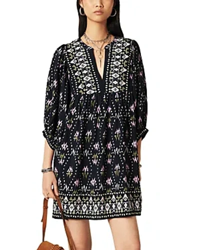 Ba&sh Naia Short Printed Dress In Night Blue