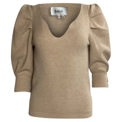 Ba&sh Ba & Sh Puffed Sleeve Top In Beige Cotton In Neutral