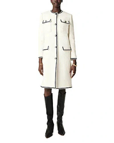 Ba&sh Ba & Sh Romeo Contrast Trim Tweed Coat In Off White