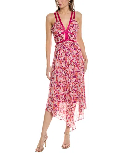 Ba&sh Women's Dora Floral Asymmetric Midi Dress In Fuchsia