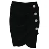Ba&sh Ba & Sh Sanya Embellished-button Mini Faux Wrap Skirt In Black Polyester In Black