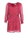 Ba&sh Ba & Sh See-through Sleeve Printed Dress In Red Viscose In Red