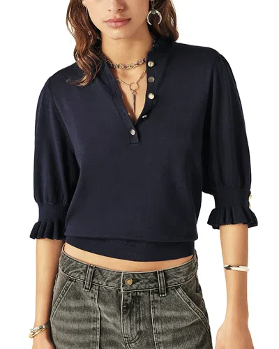 Ba&sh Ba & Sh Sera Ruffled Trim Sweater In Navy