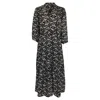 Ba&sh Ba & Sh Song Printed Midi Dress In Black Viscose In Black