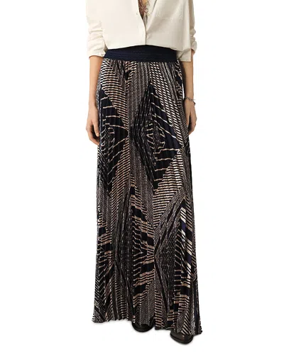 Ba&sh Ba & Sh Sow Geometric Pleated Maxi Skirt In Night Blue