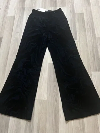 Pre-owned Ba&sh Teana Wide Leg Marble Print Velvet Pants Noir Size S 208131 In Multicolor