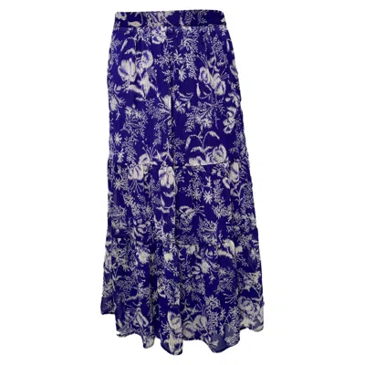 Ba&sh Ba & Sh Uria Printed Midi Tiered Skirt In Violet Polyester In Purple