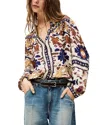 Ba&sh Ba & Sh Varone Printed Deep V Blouse In Off White