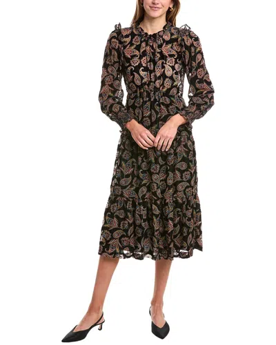 BA&SH VELVET BURNOUT MIDI DRESS
