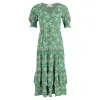 Ba&sh Ba & Sh Vika Ruffled Midi Dress In Green Viscose In Green