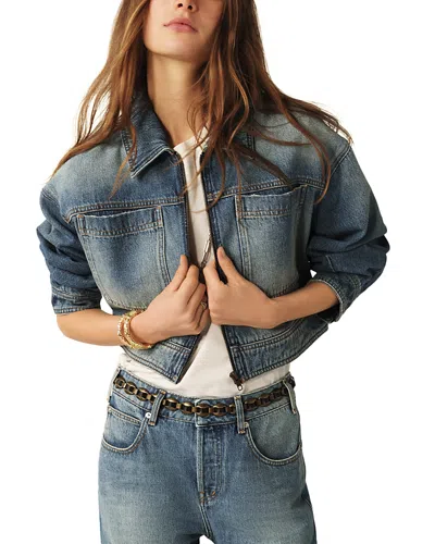 Ba&sh Ba & Sh Vinciane Cropped Zip Denim Jacket In Light Used Blue