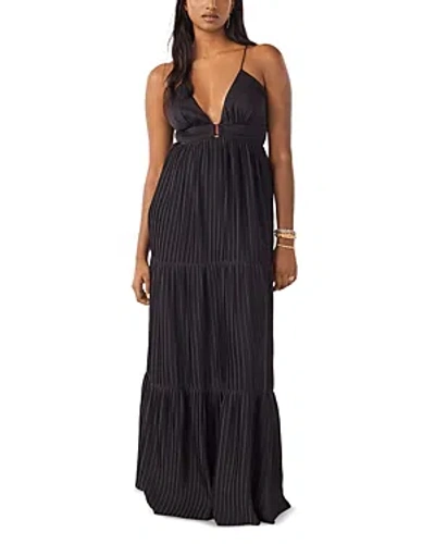 Ba&sh Women's Wasta Pleated Satin Plissé Maxi Dress In Noir