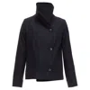 Ba&sh Ba & Sh Wool Blend Shawl Neck Side Wrap Front Short Coat In Black
