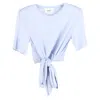 Ba&sh Ba & Sh Yay Short-sleeve Tied T-shirt In Light Blue Viscose In Blue