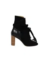 Ba&sh Block Heel Ankle Boots In Black Suede In Black