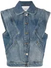 Ba&sh Button-up Denim Vest In Blue