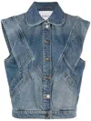 Ba&sh Button-up Denim Vest In Blue