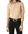 Ba&sh Cachma Short Sleeve Sweater In Camel In Brown