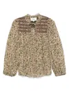 Ba&sh Multicolor Shirt With Lace Closure And All-over Print In Brown