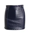 Shop Ba&sh Ba & Sh Crinkled Mini Pencil Skirt In Navy Blue Polyurethane-coated Wool In Black