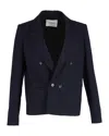 Ba&sh Double-breasted Coat In Navy Blue Viscose In Blue