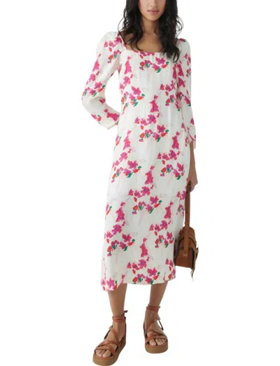 BA&SH ELONOR MIDI DRESS IN IVORY PINK FLORAL
