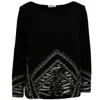 Ba&sh Embroidered Long Sleeve Top In Black Polyester In Black