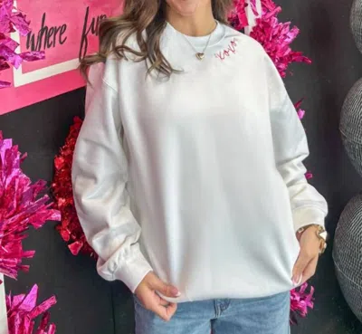 Ba&sh Embroidered Xoxo Crewneck Sweatshirt In White