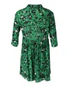 Ba&sh Floral Button-front Gathered Skirt Mini Dress In Green Viscose In Green