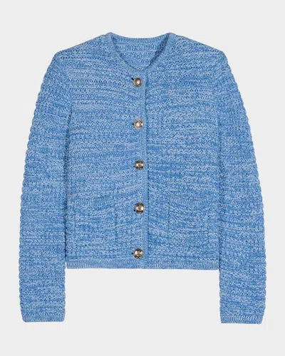 Ba&sh Guspa Mélange-knit Cardigan In Blue