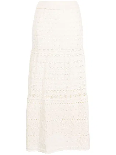 Ba&sh Josh Pointelle-knit High-waisted Skirt In Neutrals