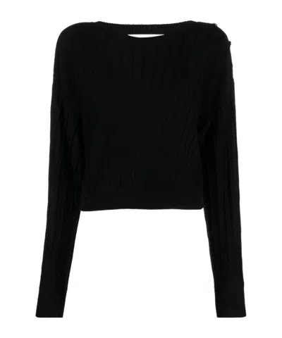 Ba&sh Jynx Ribbed Cropped Jumper In Black