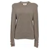 Ba&sh Keane Crew Neck Knitted With Decorative Cuffs Sweater In Brown Wool In Brown