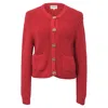 Ba&sh Knitted Purrl Button-front Cardigan In Red Wool In Red
