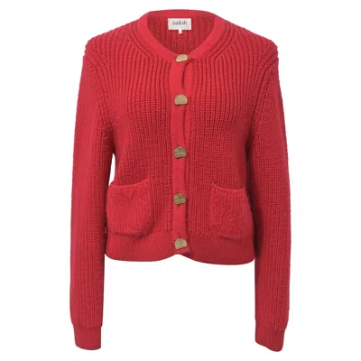 Ba&sh Knitted Purrl Button-front Cardigan In Red Wool