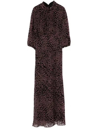 Ba&sh Leopard-flocked Midi Dres In Purple