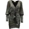 Ba&sh Lizie Floral Print Twist Front Knitted Dress In Silver Polyester In Silver