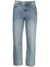 Ba&sh Logo-patch Cropped Jeans In Blau