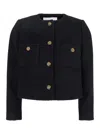 Ba&sh 'meredith' Black Crop Jacket With Round Neck And Metal Buttons