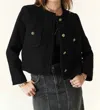 Ba&sh 'meredith' Black Crop Jacket With Round Neck And Metal Buttons In Cotton And Wool Blend Woman In Black