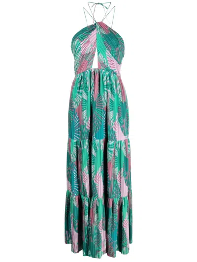 Ba&sh Nastasia Graphic-print Long Dress In Green | ModeSens