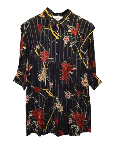 Ba&sh Paprika Floral-print Mini Dress In Black Viscose